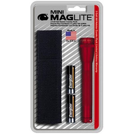MAGLITE MagLITE MAGM2A03H Mini Maglite AA Flashlight with Holster- Red MAGM2A03H